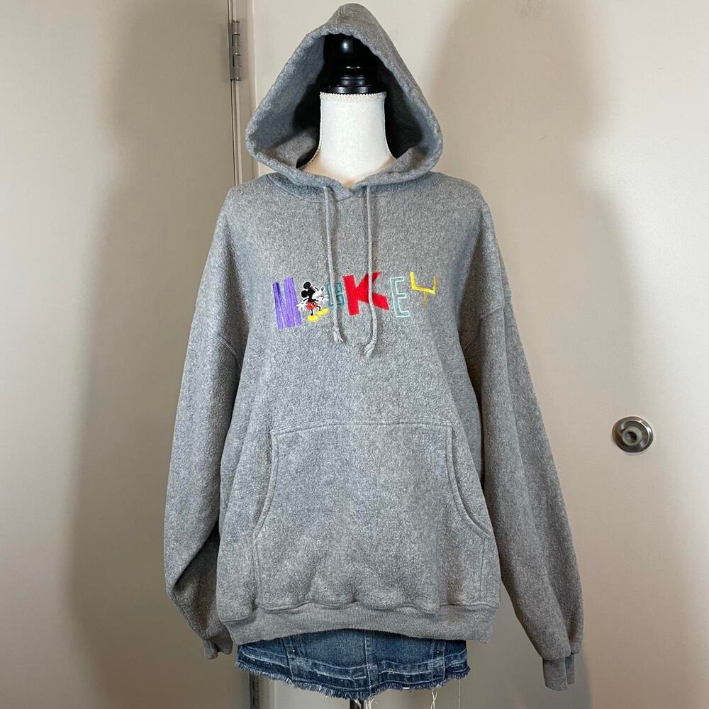 Oversized Disney Mickey Mouse Embroidered Vintage Fleece Hoodie Sweatshirt